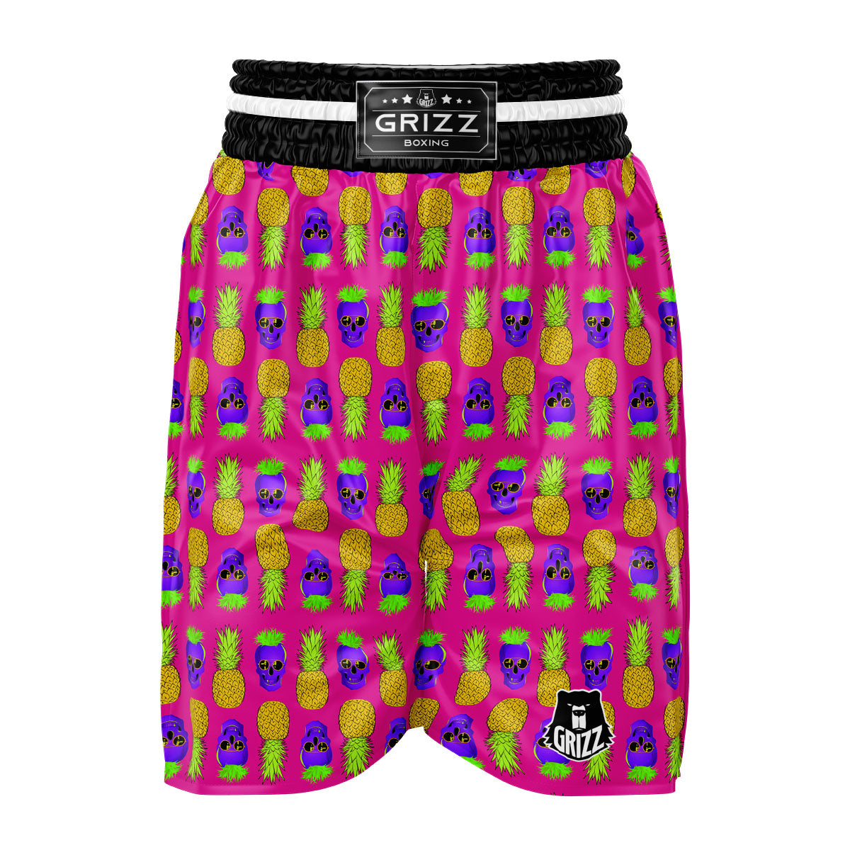 Skull Pineapple Print Pattern Boxing Shorts-grizzshop