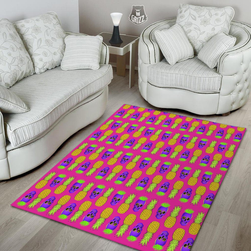 Skull Pineapple Print Pattern Floor Mat-grizzshop