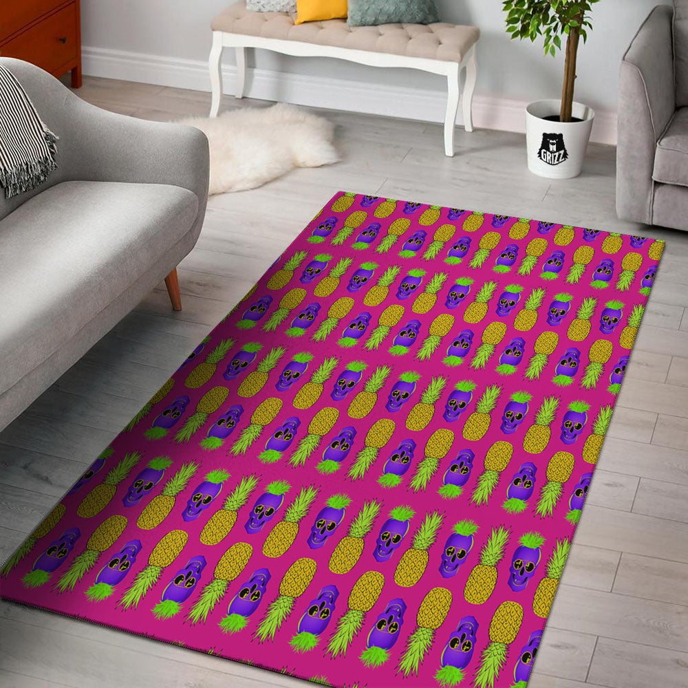 Skull Pineapple Print Pattern Floor Mat-grizzshop