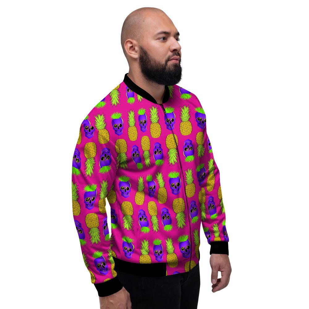 Skull Pineapple Print Pattern Men's Bomber Jacket-grizzshop
