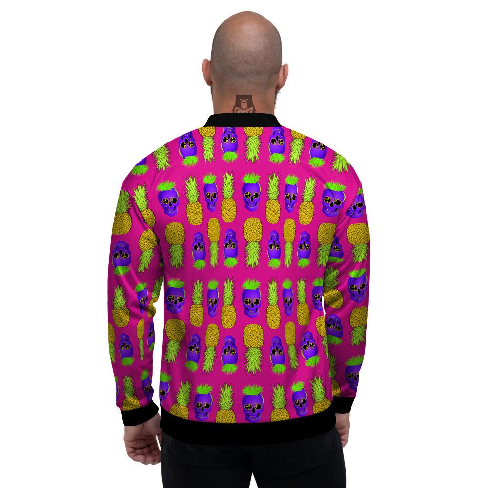 Skull Pineapple Print Pattern Men's Bomber Jacket-grizzshop