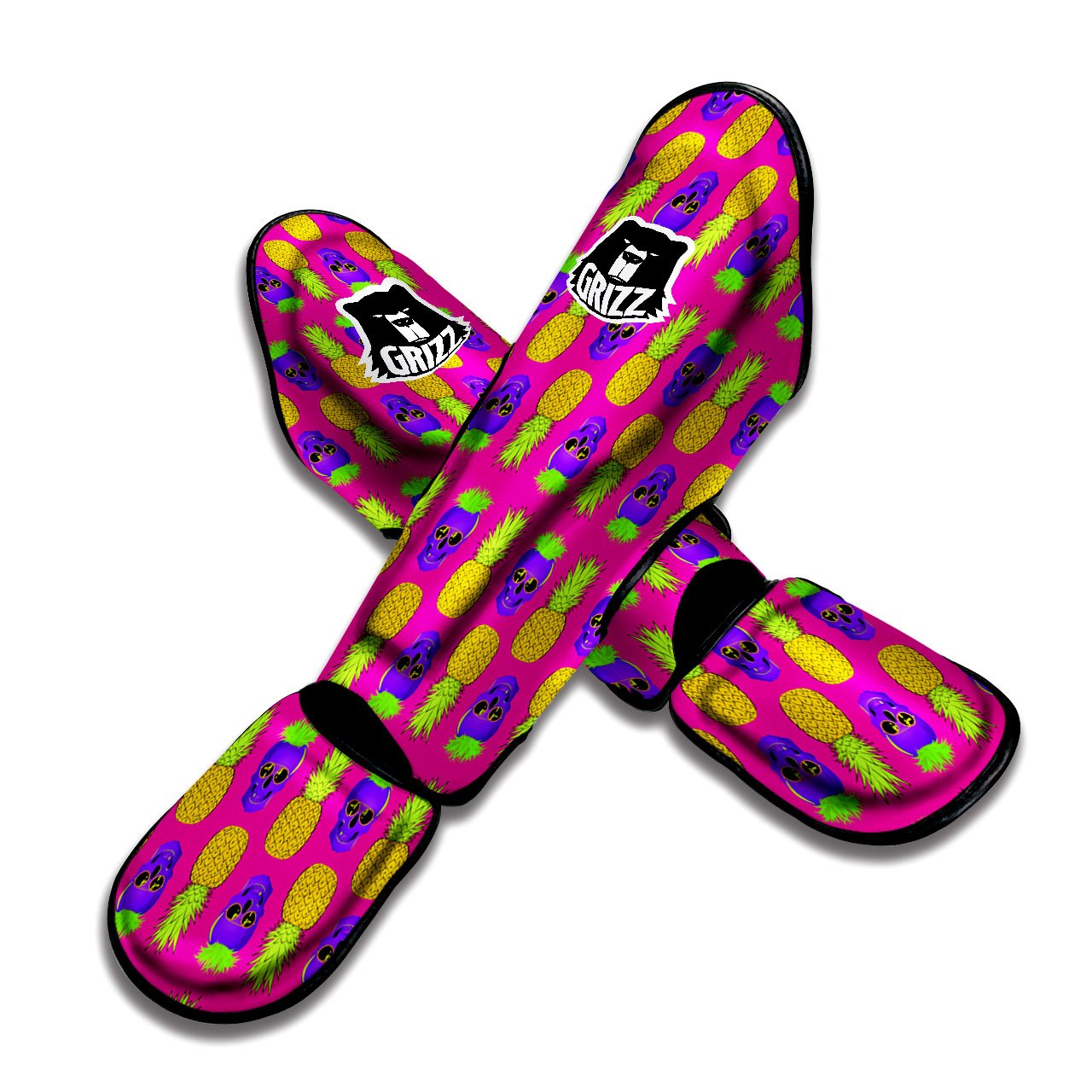 Skull Pineapple Print Pattern Muay Thai Shin Guards-grizzshop