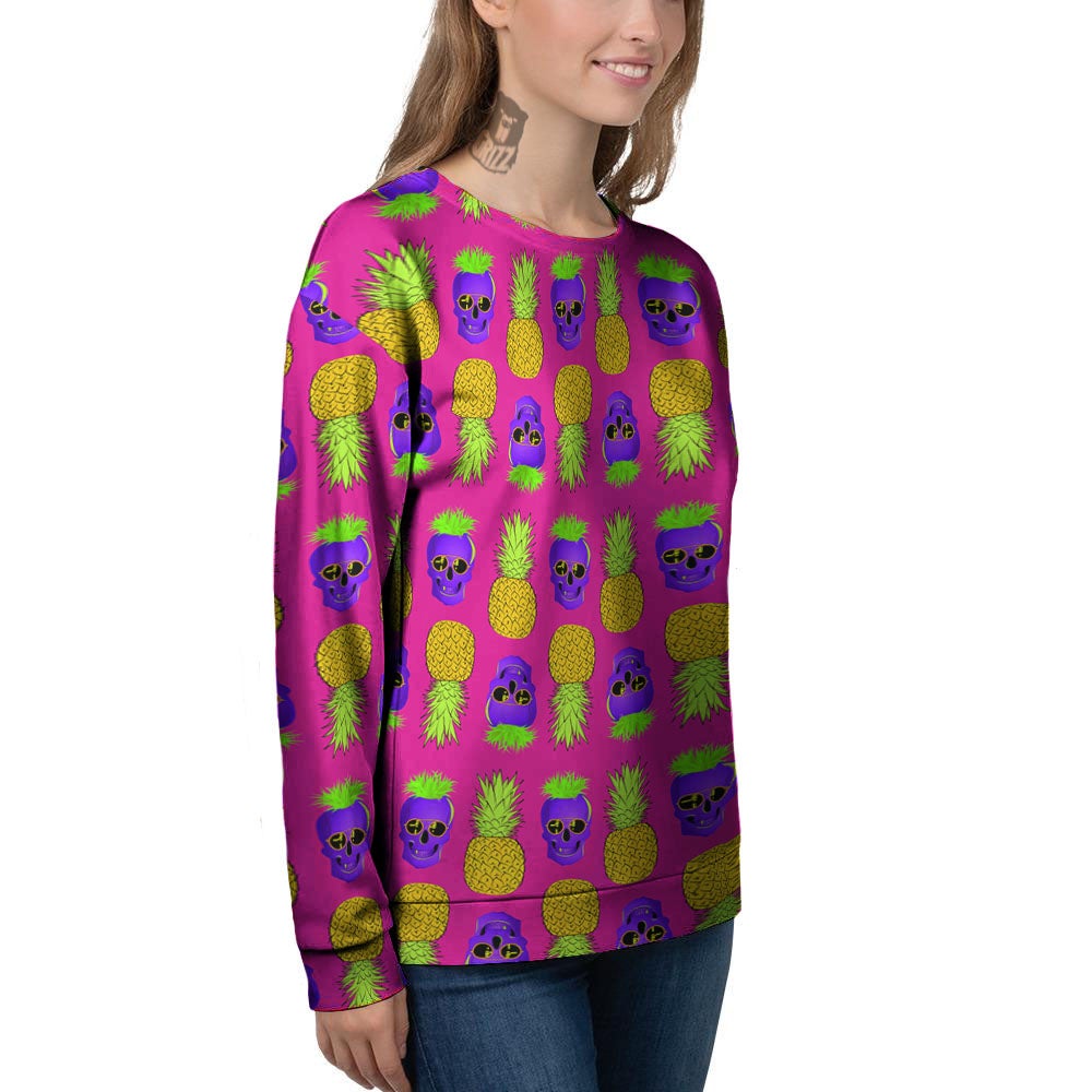 Skull Pineapple Print Pattern Women's Sweatshirt-grizzshop
