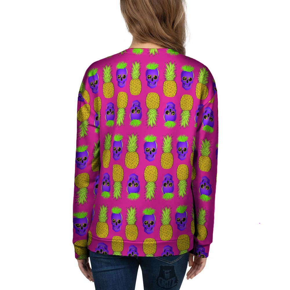 Skull Pineapple Print Pattern Women's Sweatshirt-grizzshop