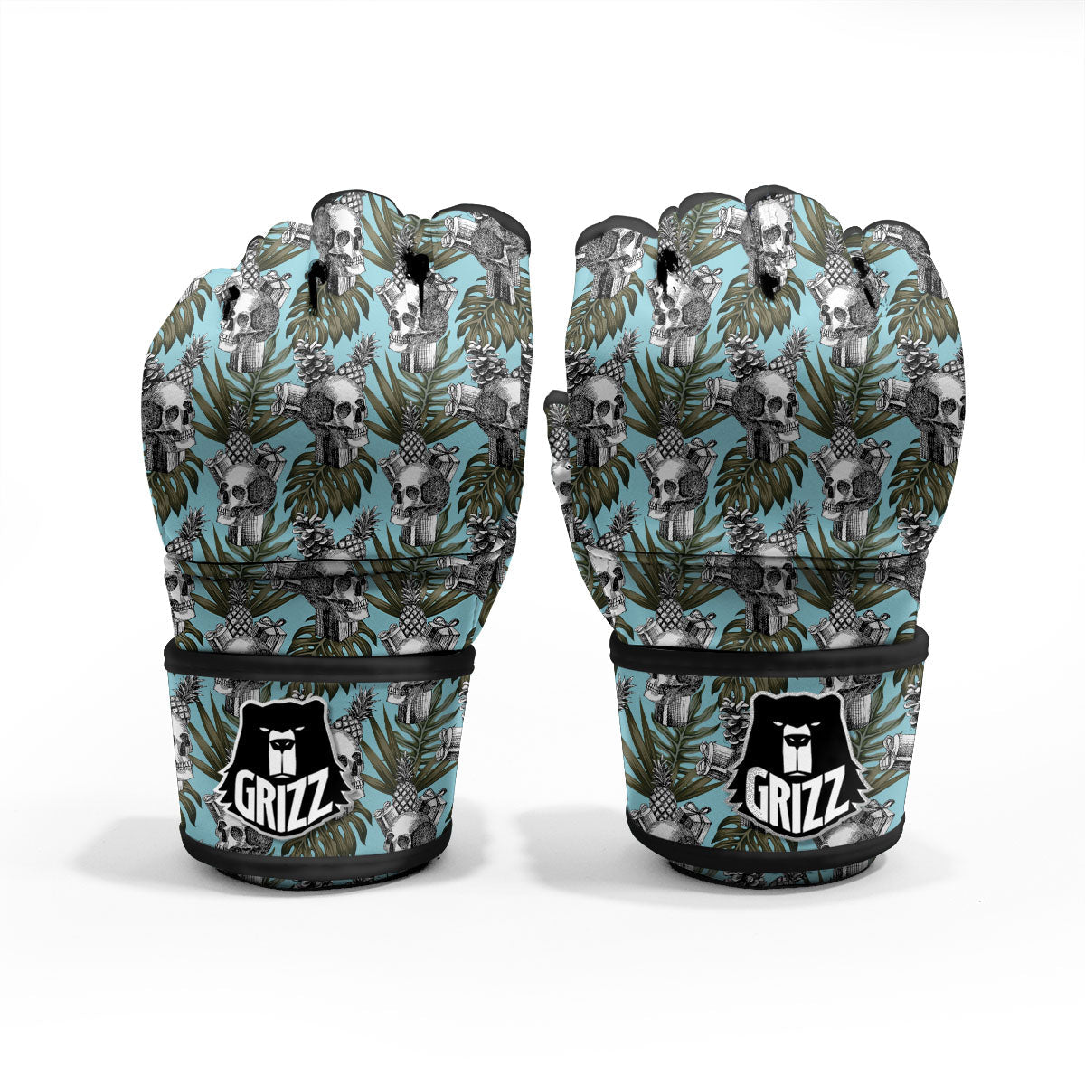 Skull Pineapple Tropical Print Pattern MMA Gloves-grizzshop