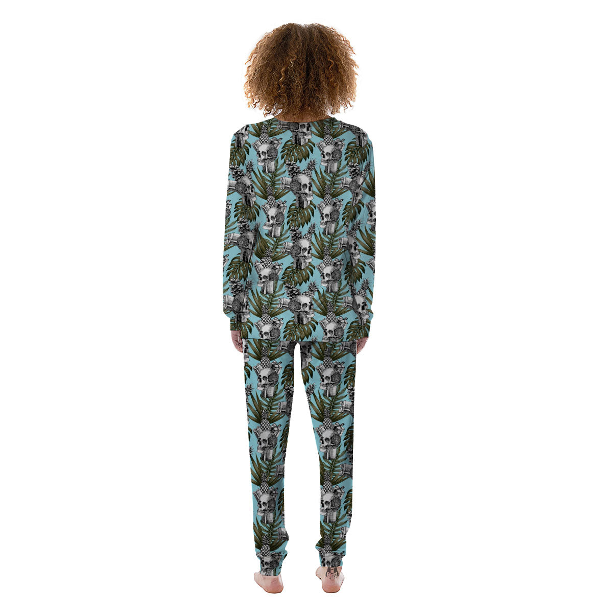 Skull Pineapple Tropical Print Pattern Women's Pajamas-grizzshop