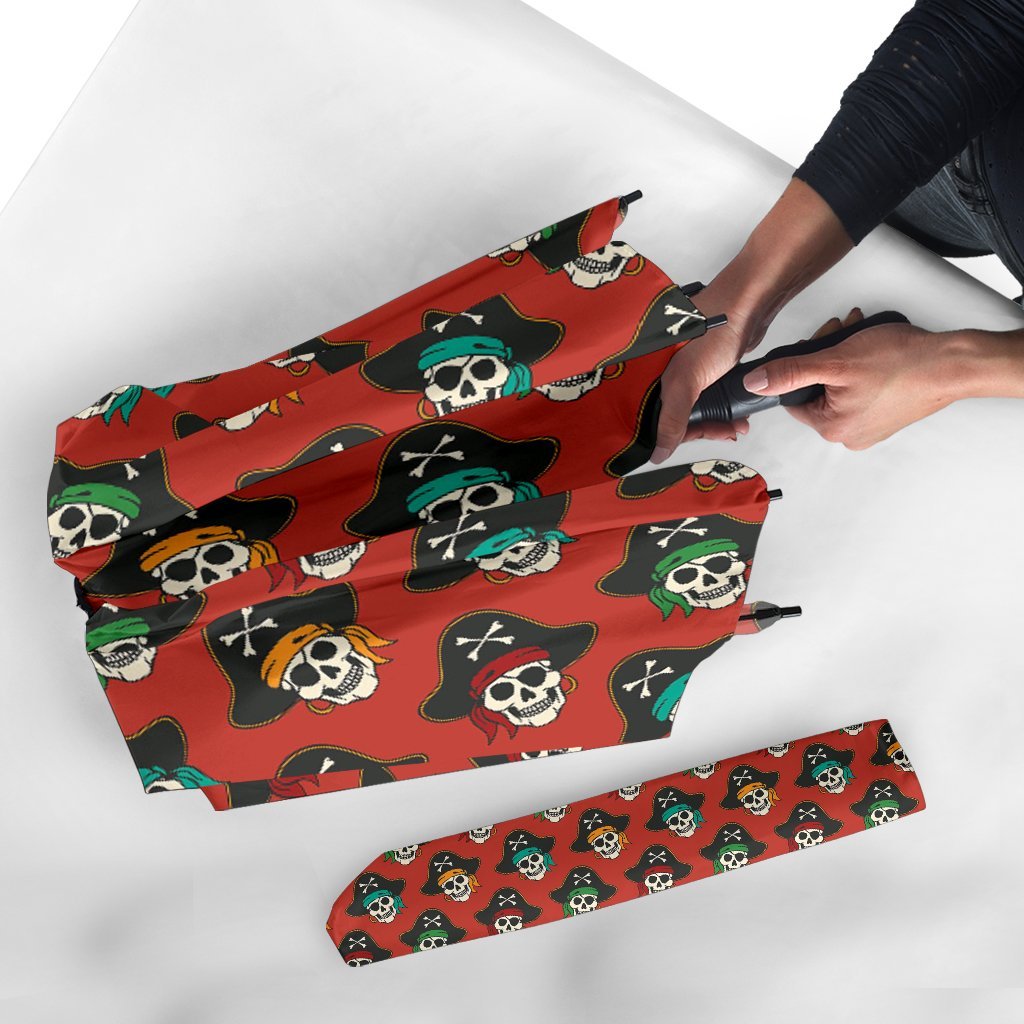 Skull Pirate Print Pattern Automatic Foldable Umbrella-grizzshop