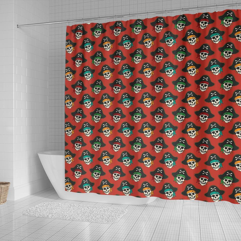 Skull Pirate Print Pattern Bathroom Shower Curtain-grizzshop