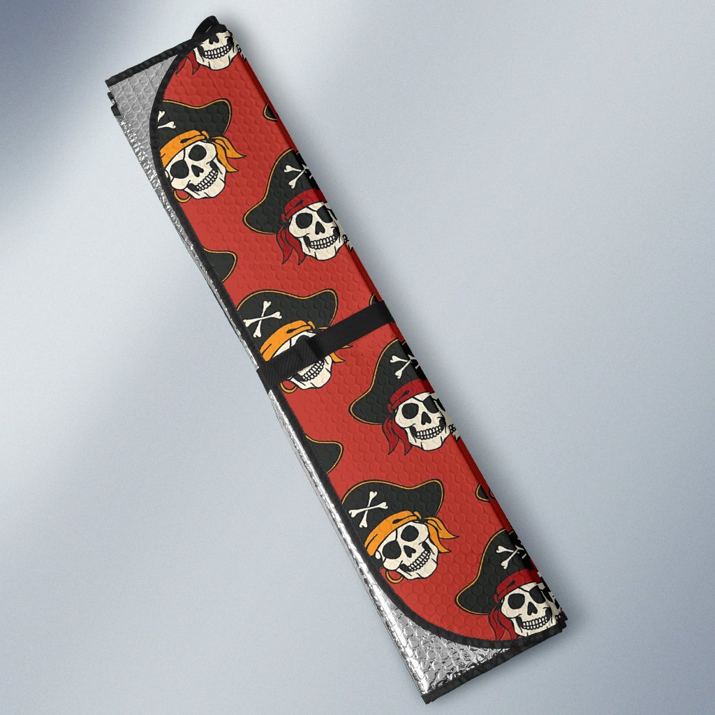 Skull Pirate Print Pattern Car Sun Shade-grizzshop