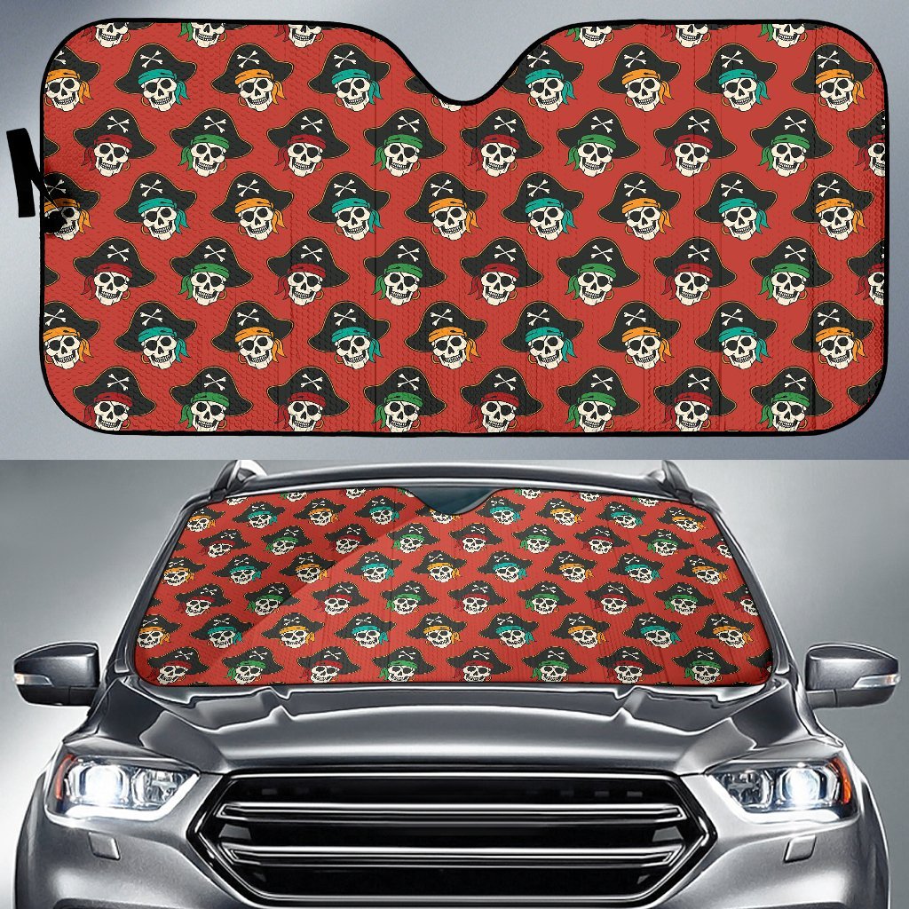 Skull Pirate Print Pattern Car Sun Shade-grizzshop