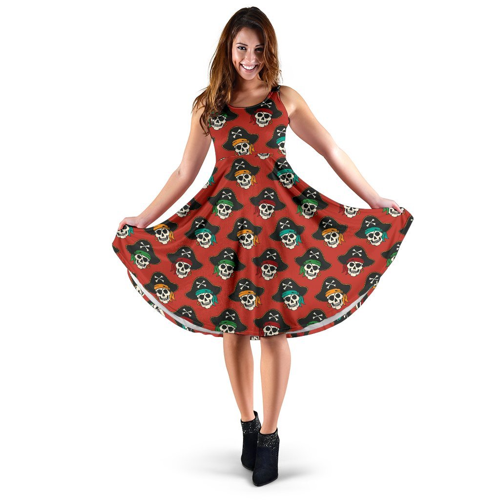 Skull Pirate Print Pattern Dress-grizzshop