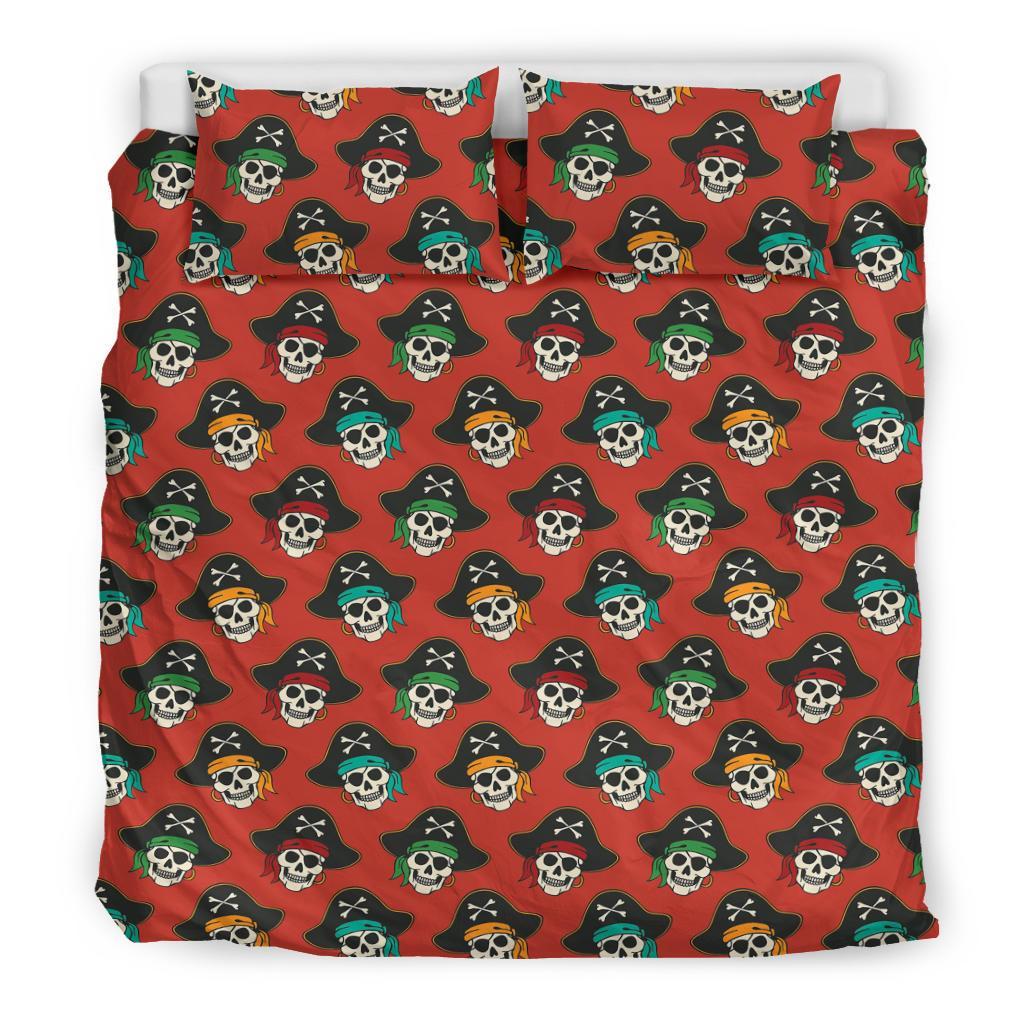 Skull Pirate Print Pattern Duvet Cover Bedding Set-grizzshop