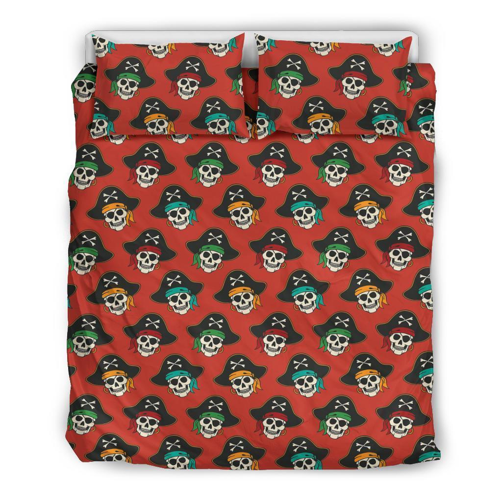 Skull Pirate Print Pattern Duvet Cover Bedding Set-grizzshop