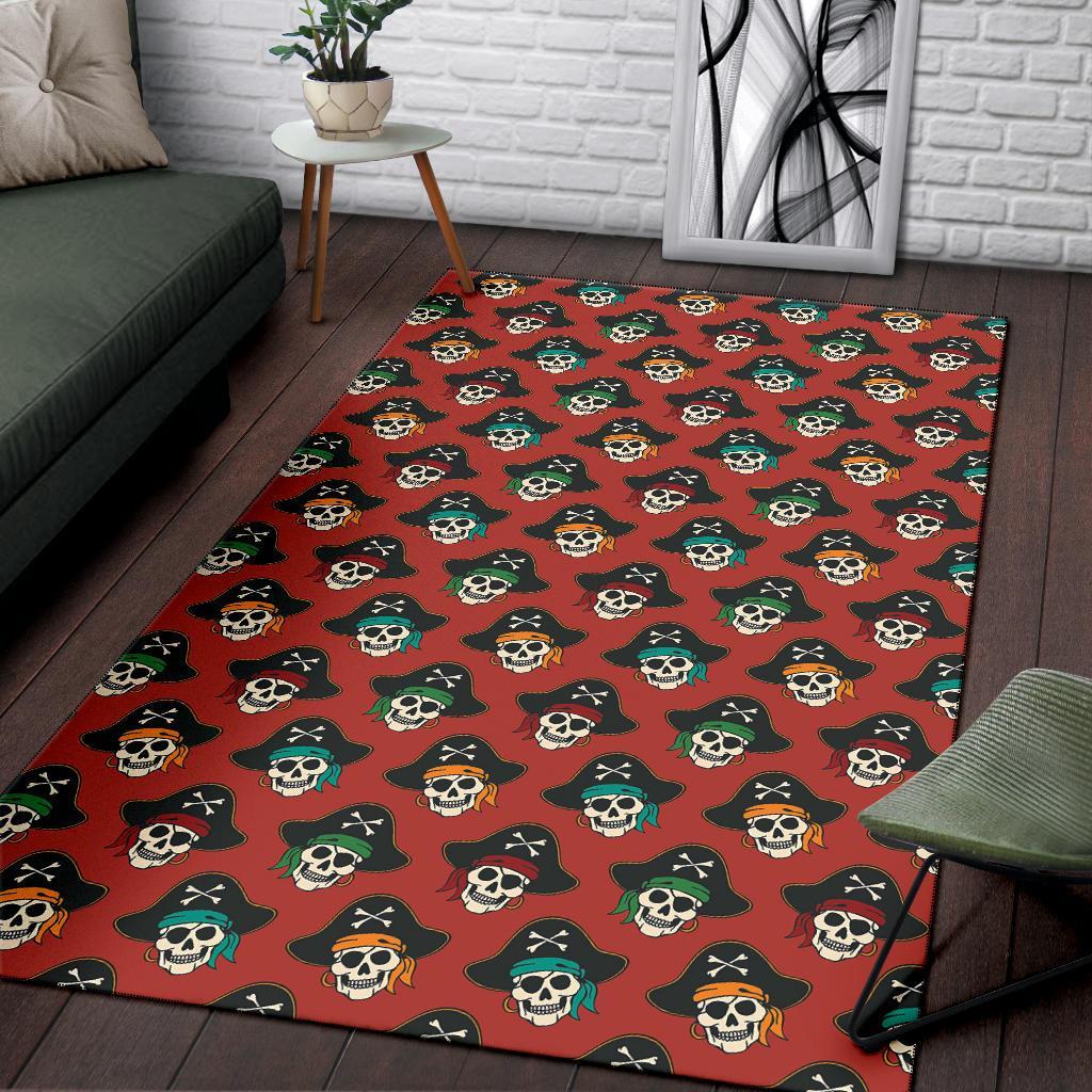 Skull Pirate Print Pattern Floor Mat-grizzshop