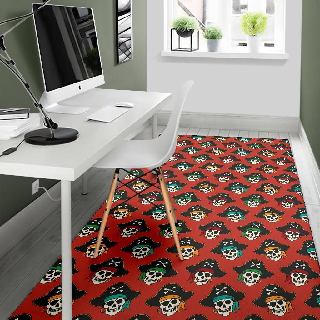 Skull Pirate Print Pattern Floor Mat-grizzshop