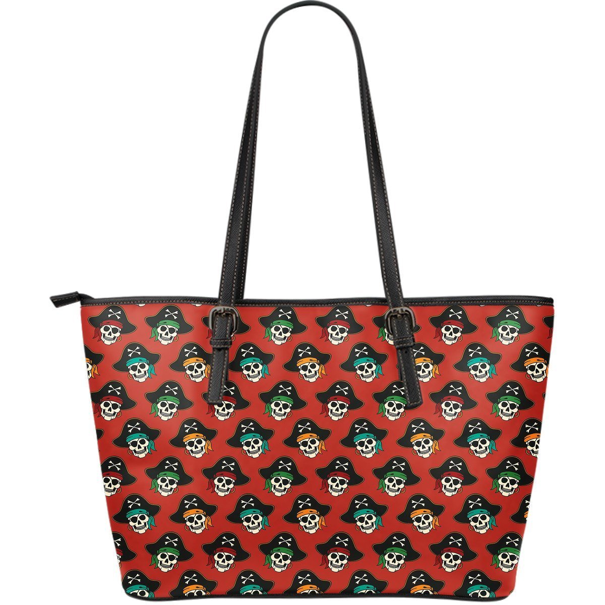 Skull Pirate Print Pattern Leather Tote Bag-grizzshop
