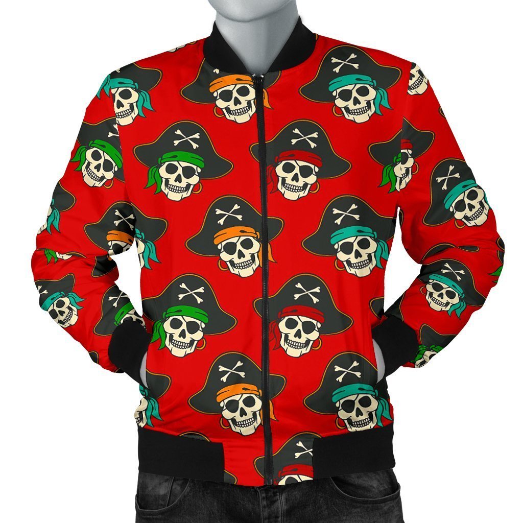 Skull Pirate Print Pattern Men's Bomber Jacket-grizzshop