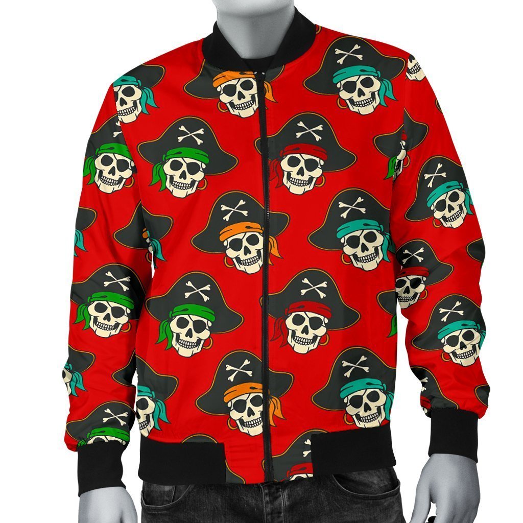 Skull Pirate Print Pattern Men's Bomber Jacket-grizzshop