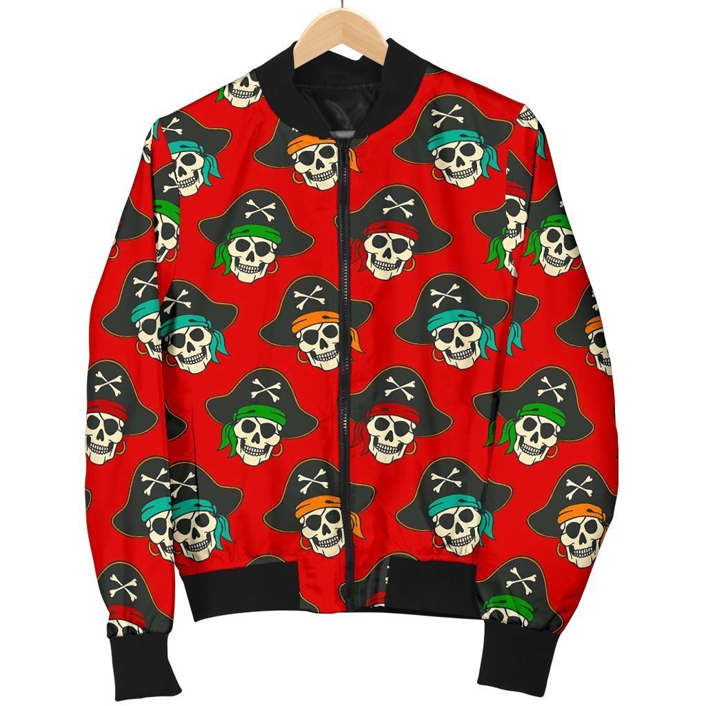 Skull Pirate Print Pattern Men's Bomber Jacket-grizzshop