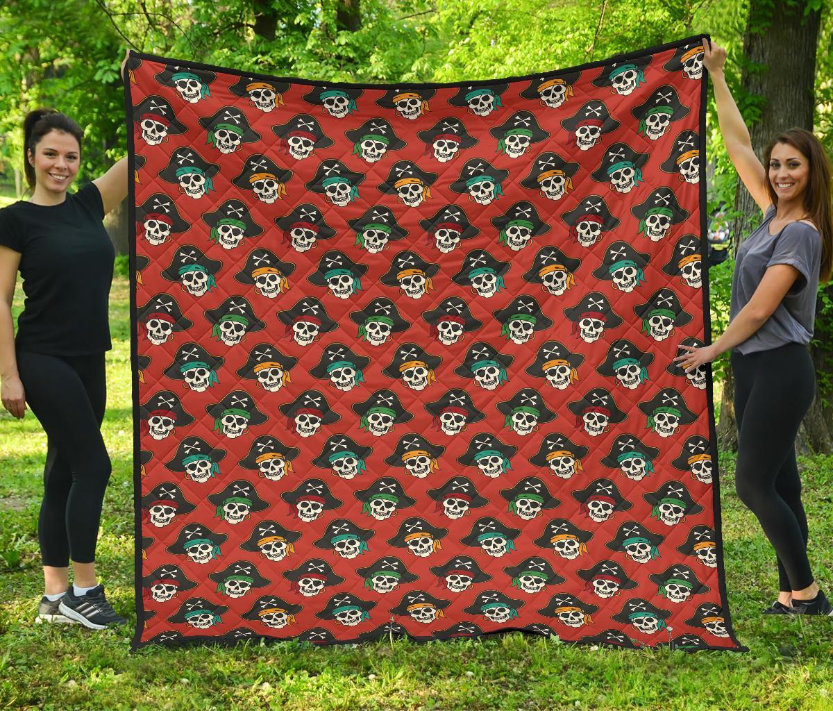 Skull Pirate Print Pattern Quilt-grizzshop