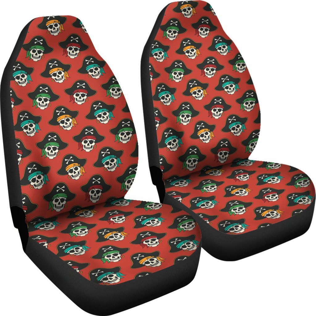 Skull Pirate Print Pattern Universal Fit Car Seat Covers-grizzshop
