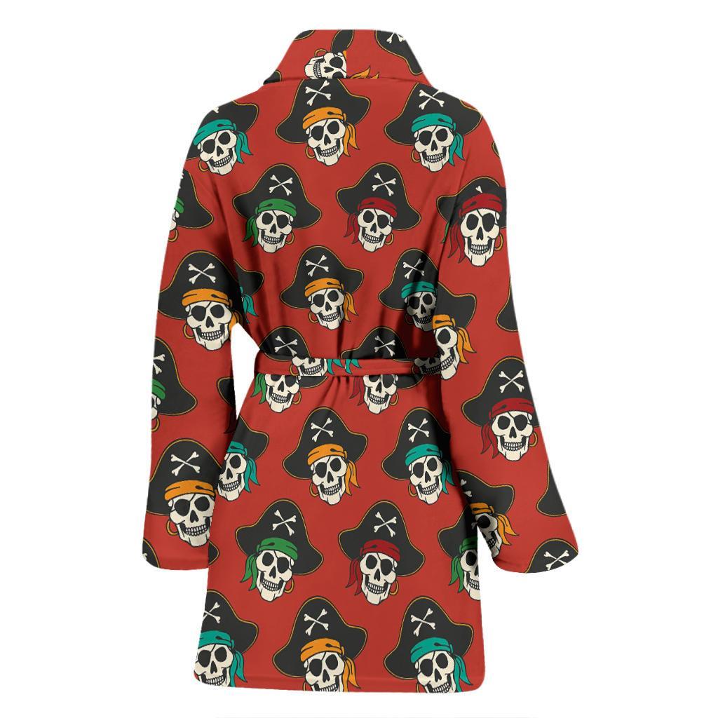 Skull Pirate Print Pattern Women Long Robe-grizzshop