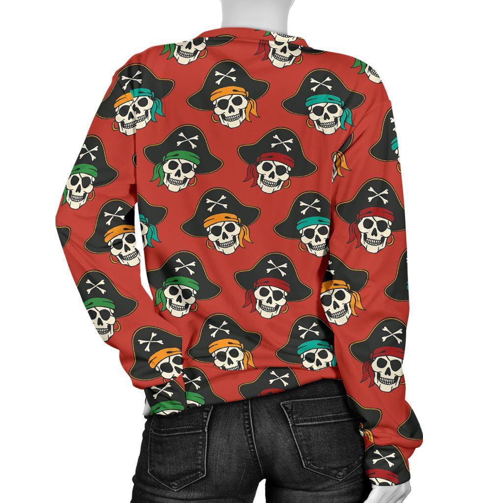 Skull Pirate Print Pattern Women's Sweatshirt-grizzshop