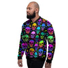 Skull Psychedelic Print Pattern Men's Bomber Jacket-grizzshop