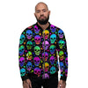 Skull Psychedelic Print Pattern Men's Bomber Jacket-grizzshop