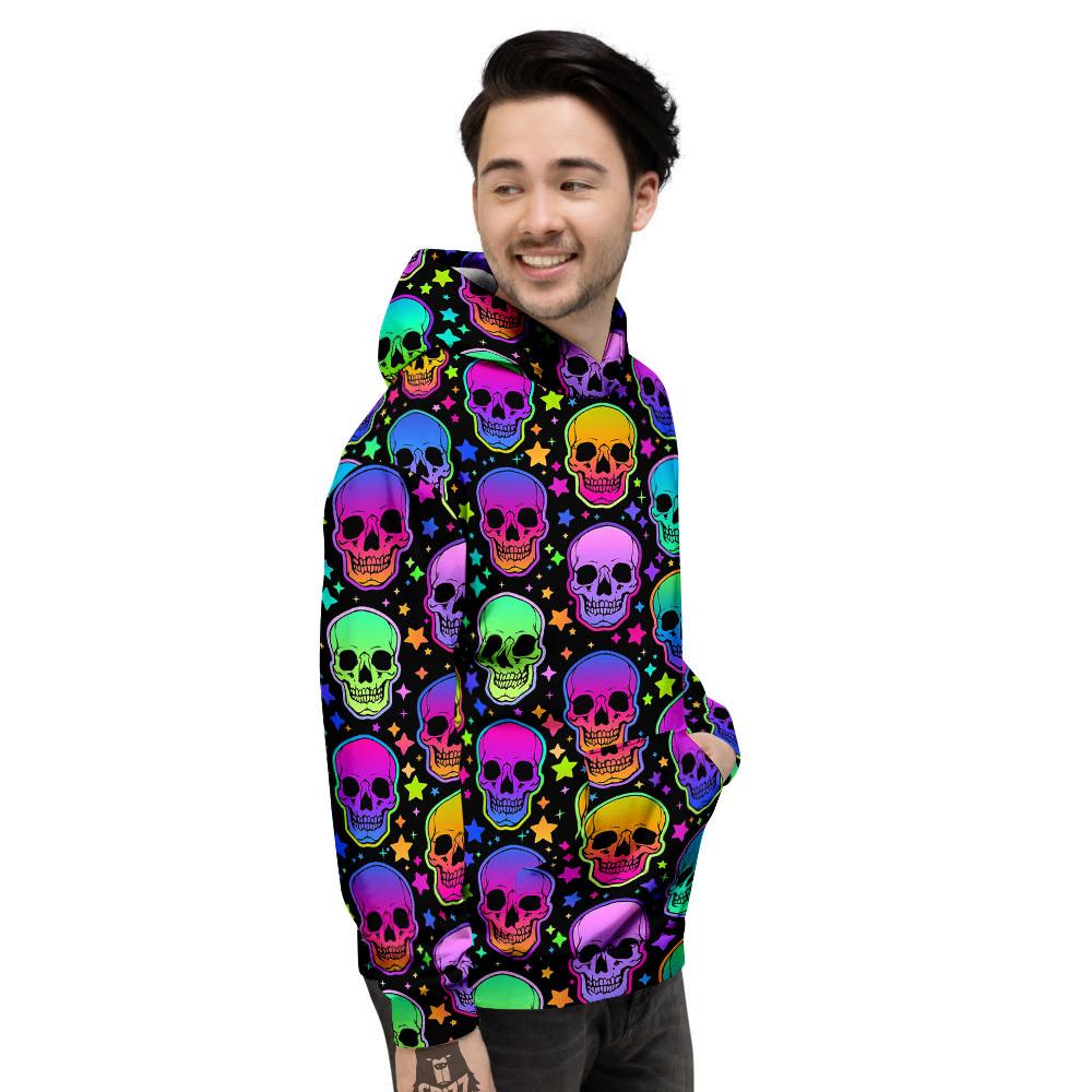 Skull Psychedelic Print Pattern Men's Hoodie-grizzshop