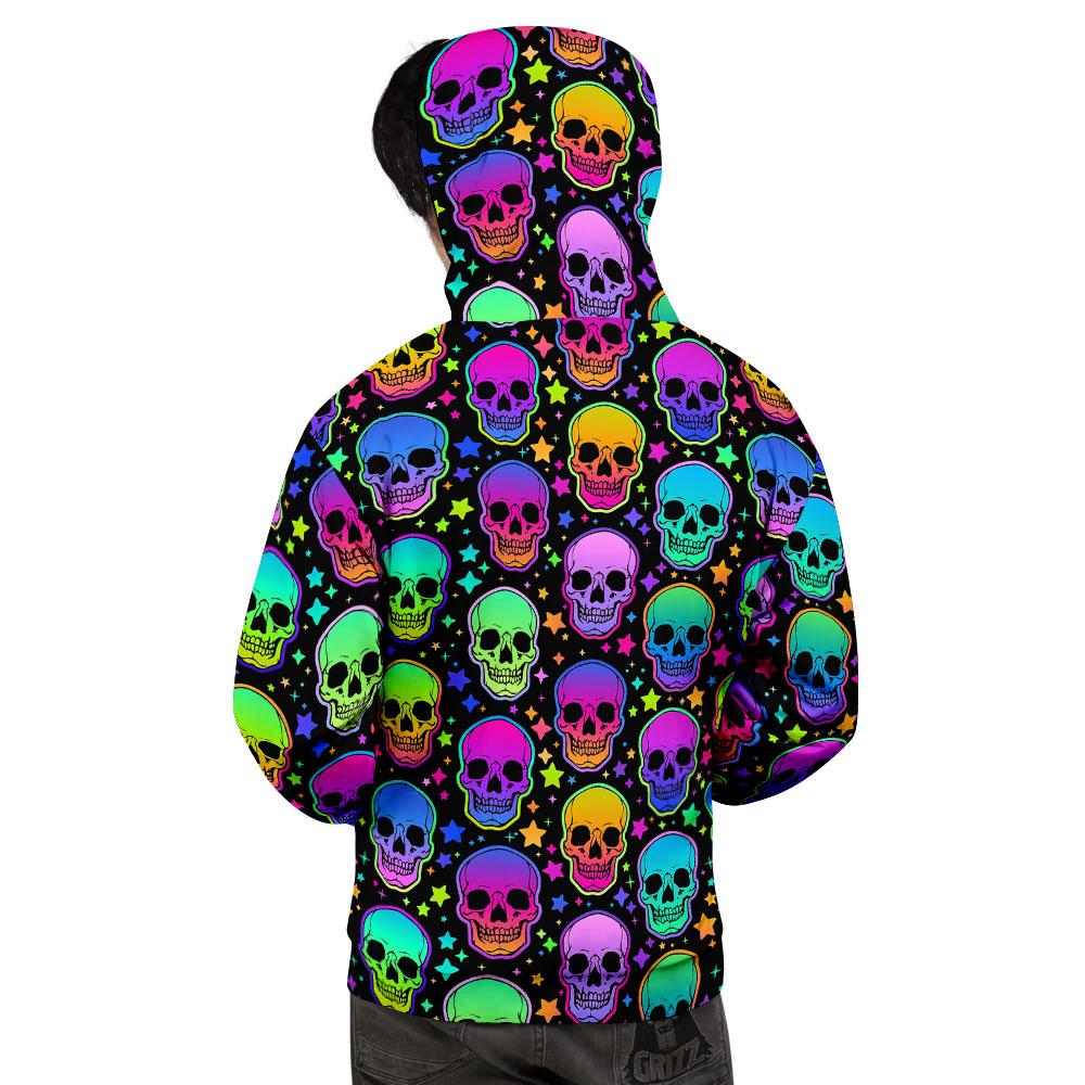Skull Psychedelic Print Pattern Men's Hoodie-grizzshop