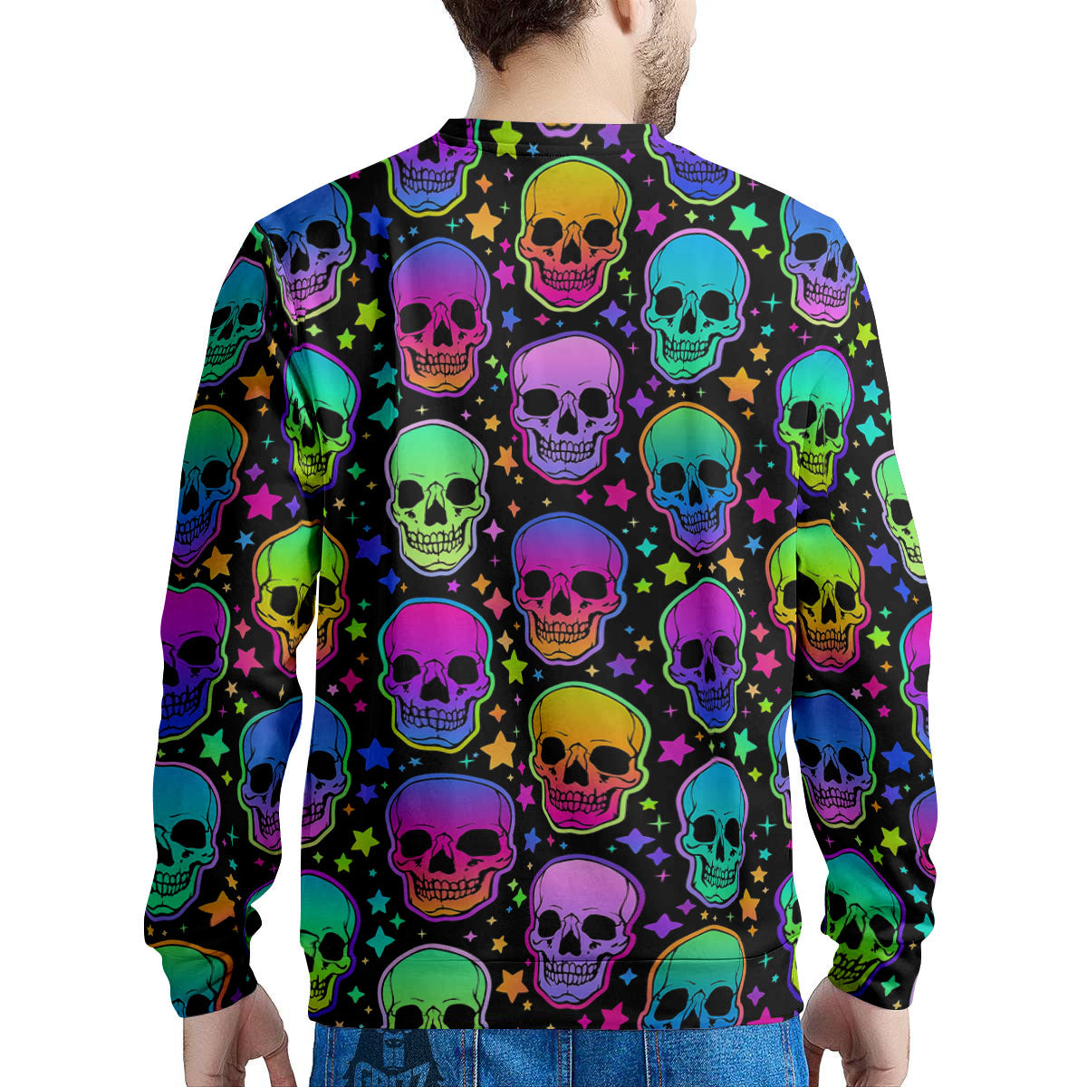 Skull Psychedelic Print Pattern Men's Sweatshirt-grizzshop