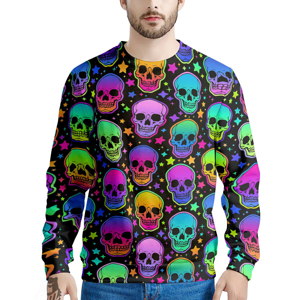 Skull Psychedelic Print Pattern Men's Sweatshirt-grizzshop