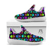 Skull Psychedelic Print Pattern White Athletic Shoes-grizzshop