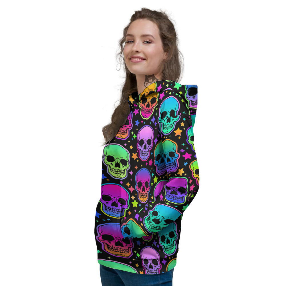 Skull Psychedelic Print Pattern Women's Hoodie-grizzshop