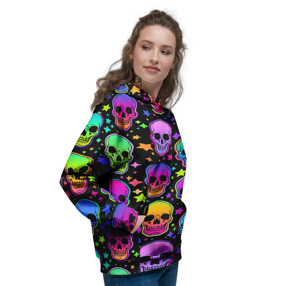 Skull Psychedelic Print Pattern Women's Hoodie-grizzshop