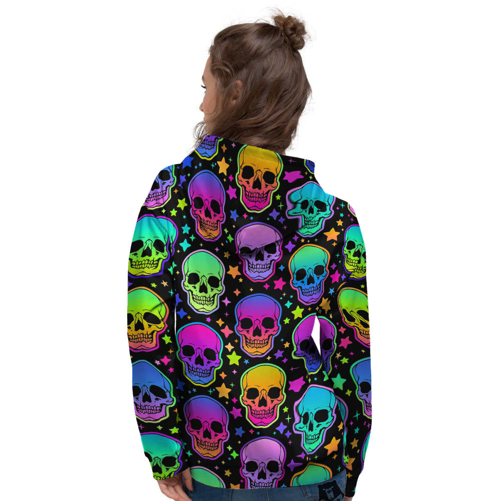 Skull Psychedelic Print Pattern Women's Hoodie-grizzshop