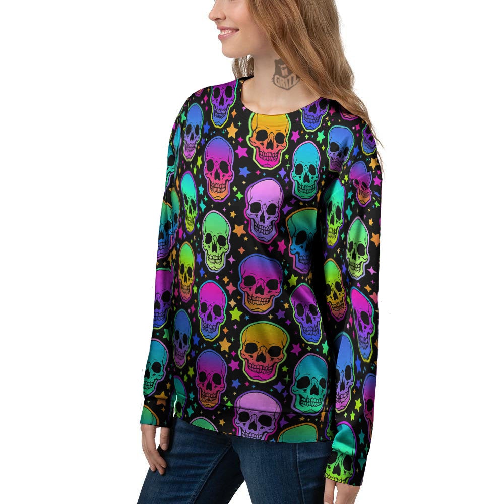 Skull Psychedelic Print Pattern Women's Sweatshirt-grizzshop