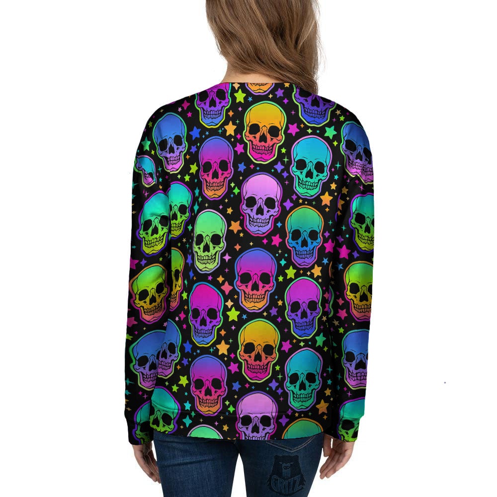 Skull Psychedelic Print Pattern Women's Sweatshirt-grizzshop