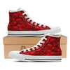 Skull Punk Red Print Pattern White High Top Shoes-grizzshop