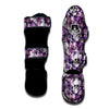 Skull Purple Tropical Print Pattern Muay Thai Shin Guards-grizzshop