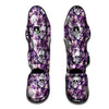 Skull Purple Tropical Print Pattern Muay Thai Shin Guards-grizzshop