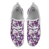 Skull Purple Tropical Print Pattern White Athletic Shoes-grizzshop