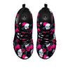 Skull Red Peony Print Pattern Black Sneaker-grizzshop