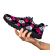 Skull Red Peony Print Pattern Black Sneaker-grizzshop