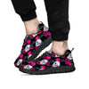 Skull Red Peony Print Pattern Black Sneaker-grizzshop