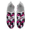 Skull Red Peony Print Pattern White Athletic Shoes-grizzshop