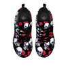 Skull Red Rose Print Pattern Black Sneaker-grizzshop