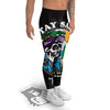 Skull Relax On Beach Print Men's Leggings-grizzshop