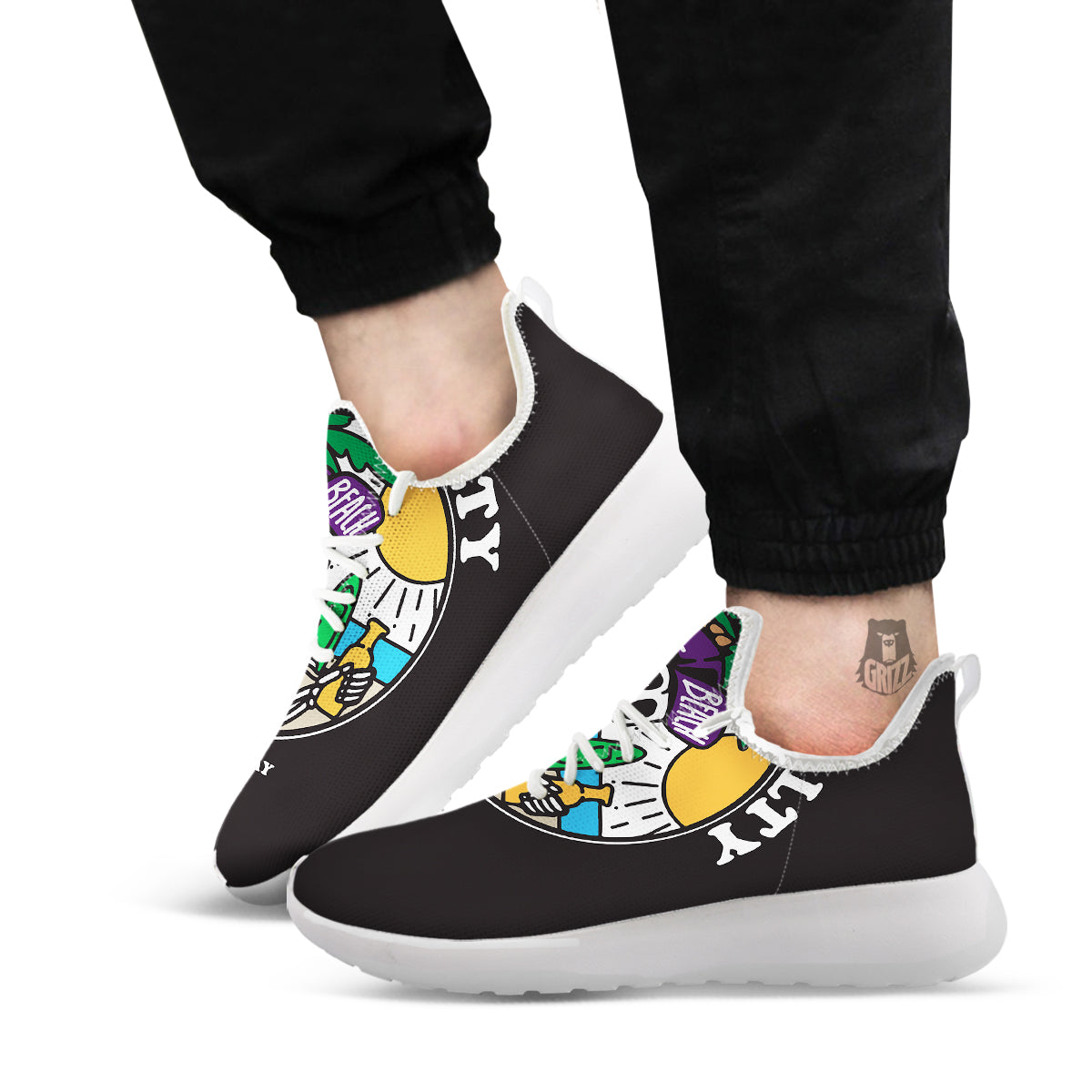 Skull Relax On Beach Print White Athletic Shoes-grizzshop